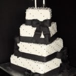 Black Bows and Ribbons with Sugar Pearls Wedding Cake with Copyright
