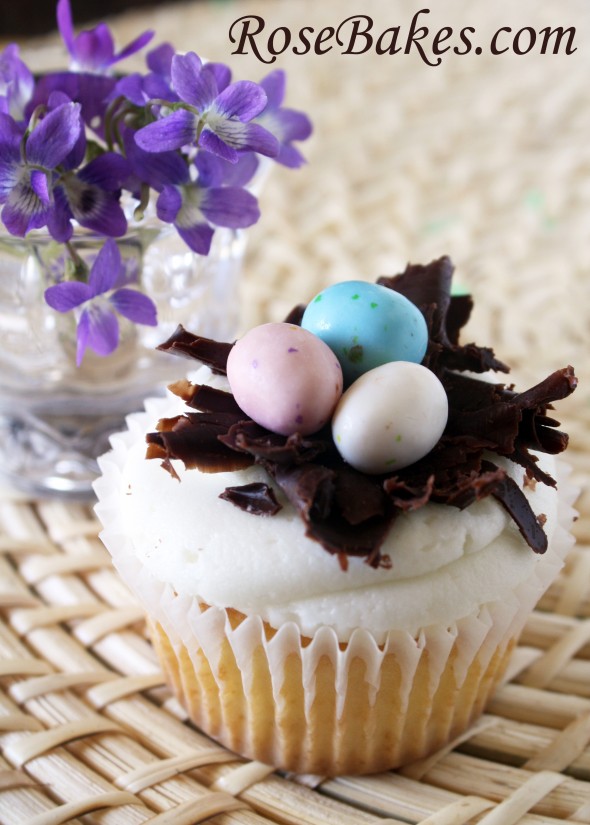 Easter Eggs on Chocolate Nest Cupcake