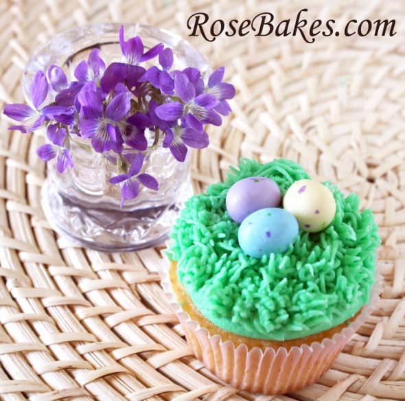 Easter Eggs on Grass Cupcake