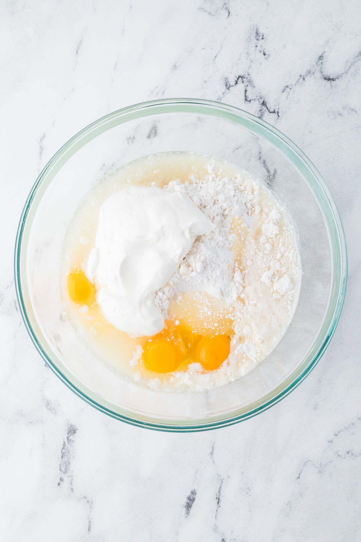 wedding cake ingredients in mixing bowl