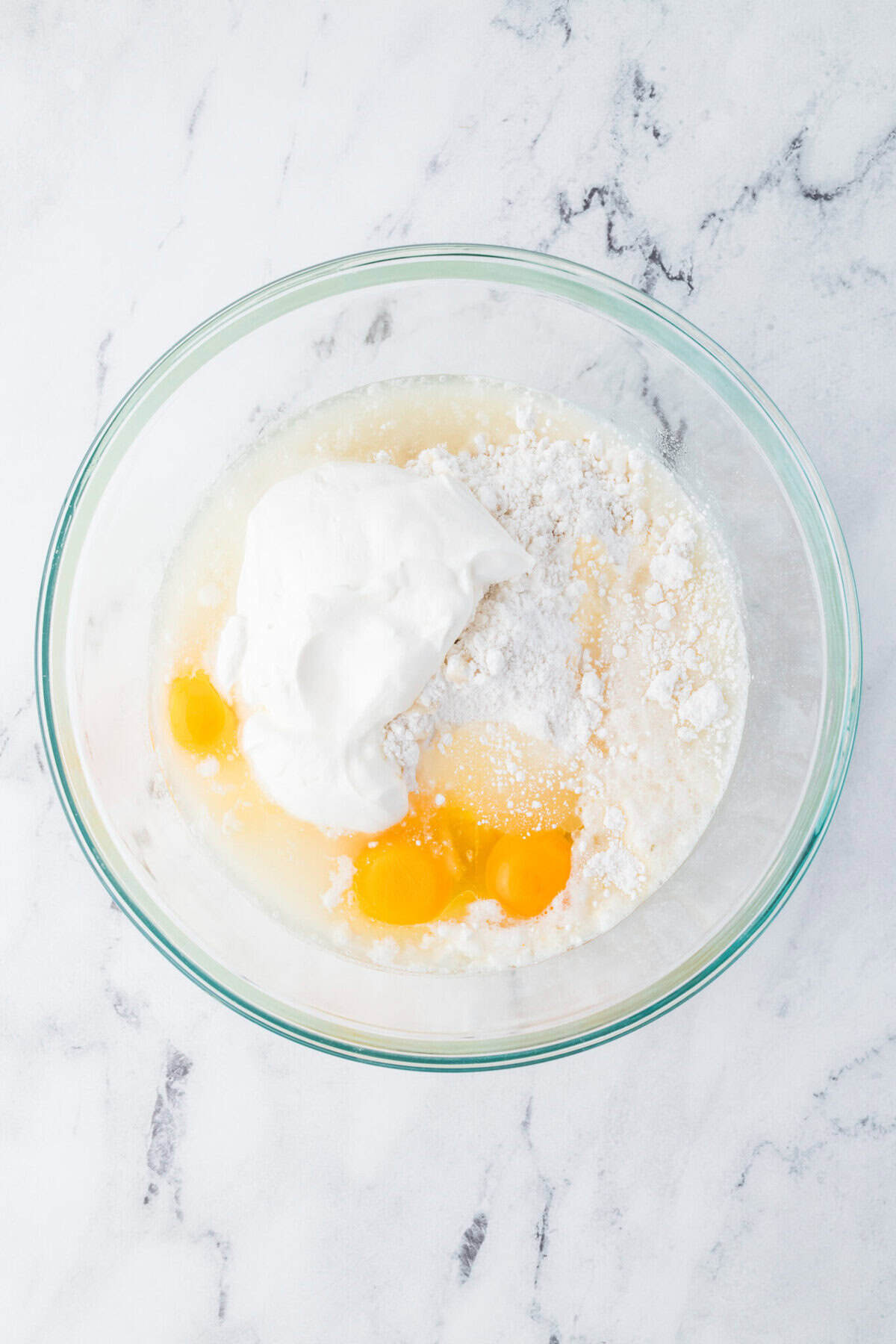 wedding cake ingredients in mixing bowl