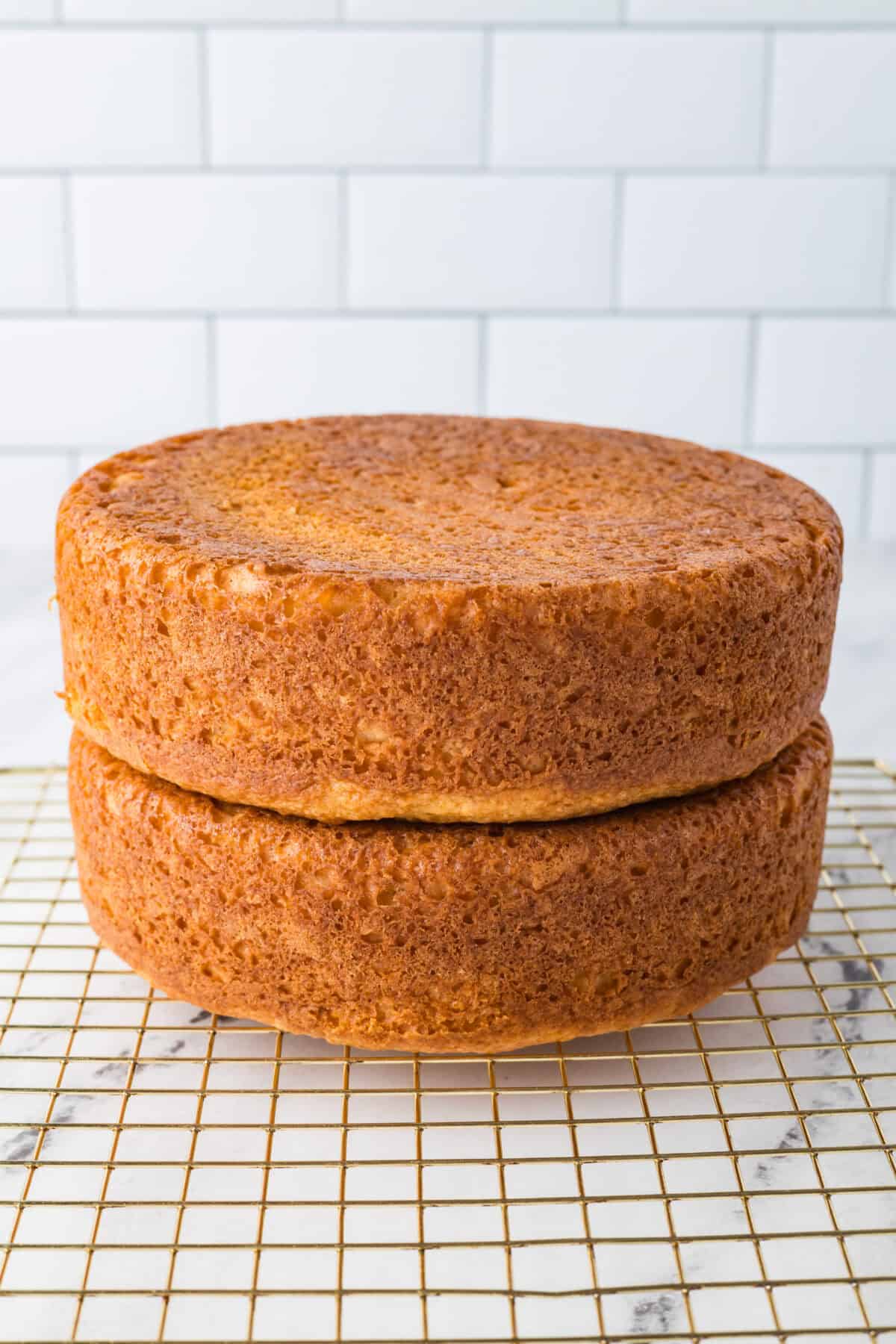 stacked cooled cakes