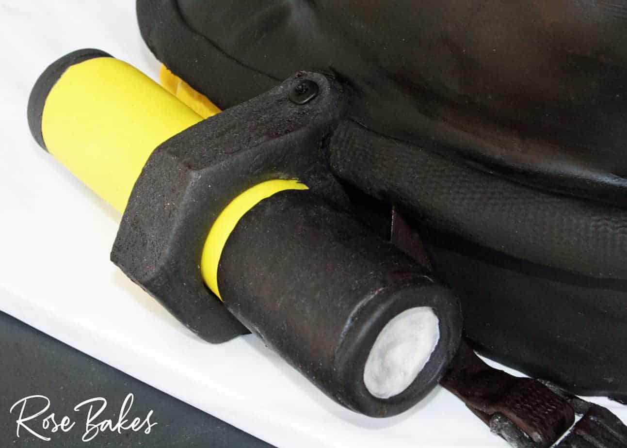 Flashlight attached to the helmet