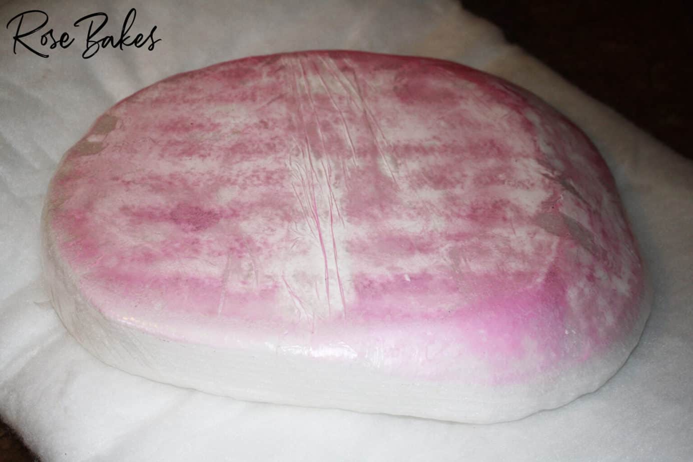 Styrofoam carved to be a mold for the brim of the helmet