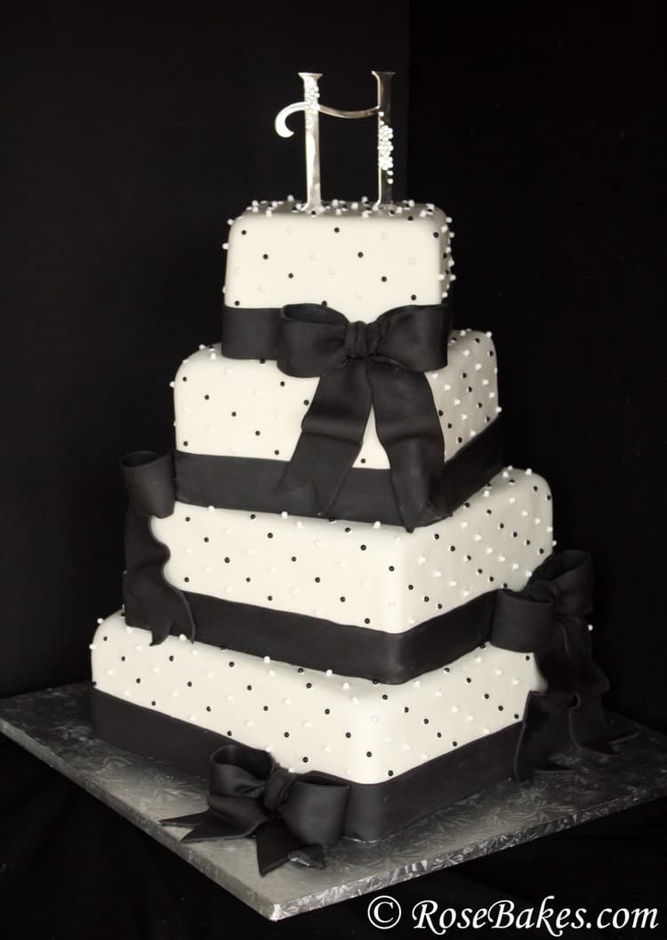 black and white wedding cake