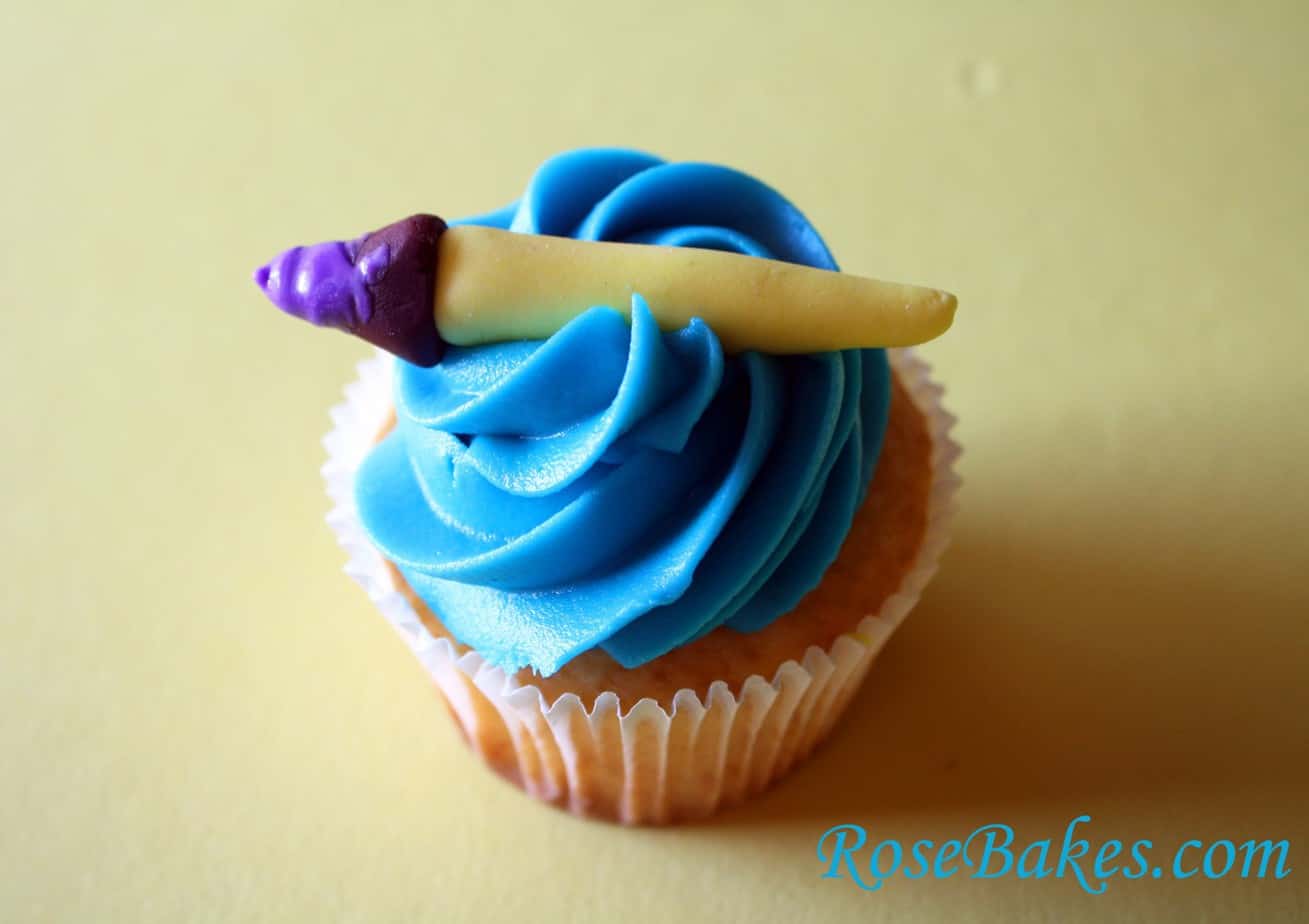 Fondant Paintbrush on a Cupcake Rose Bakes