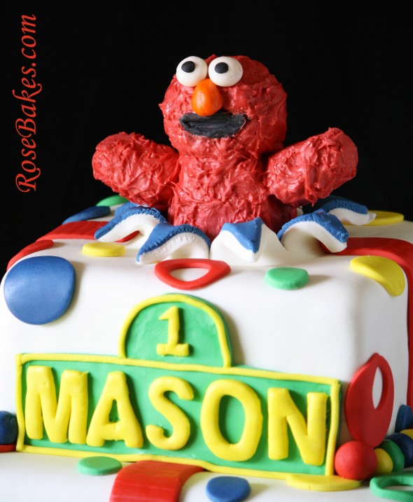 1st Birthday Elmo Bursting Out Of A Cake Smash Cake