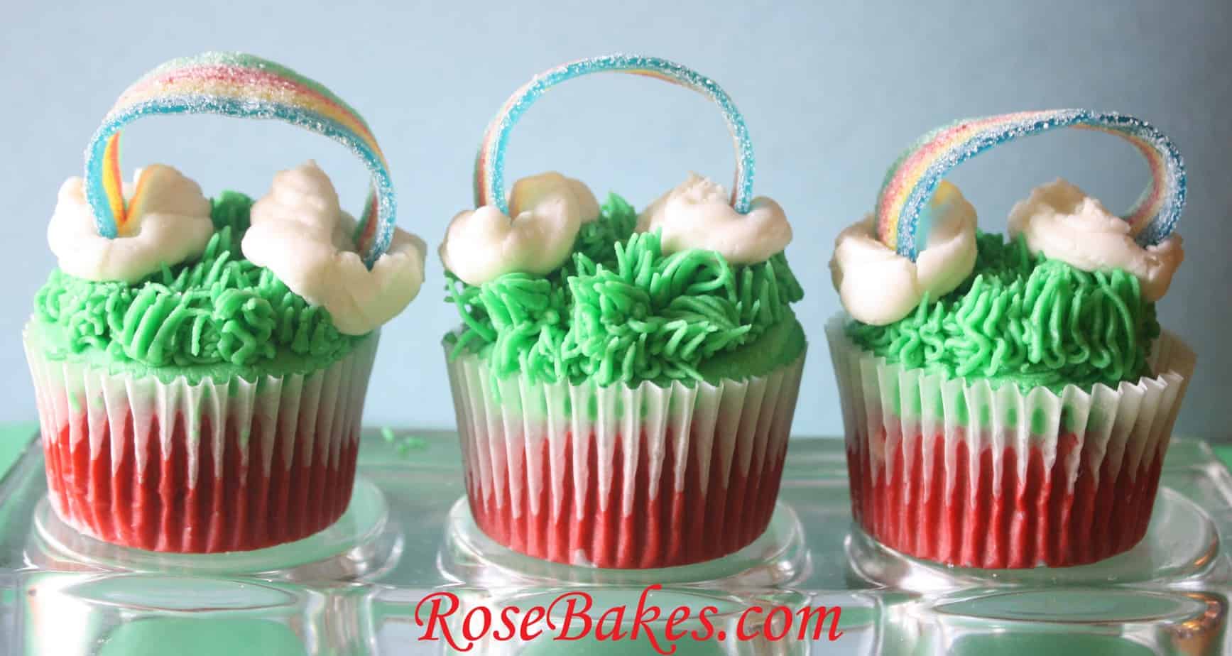 St Patricks Day Rainbow Cupcakes with Sour Powers 3