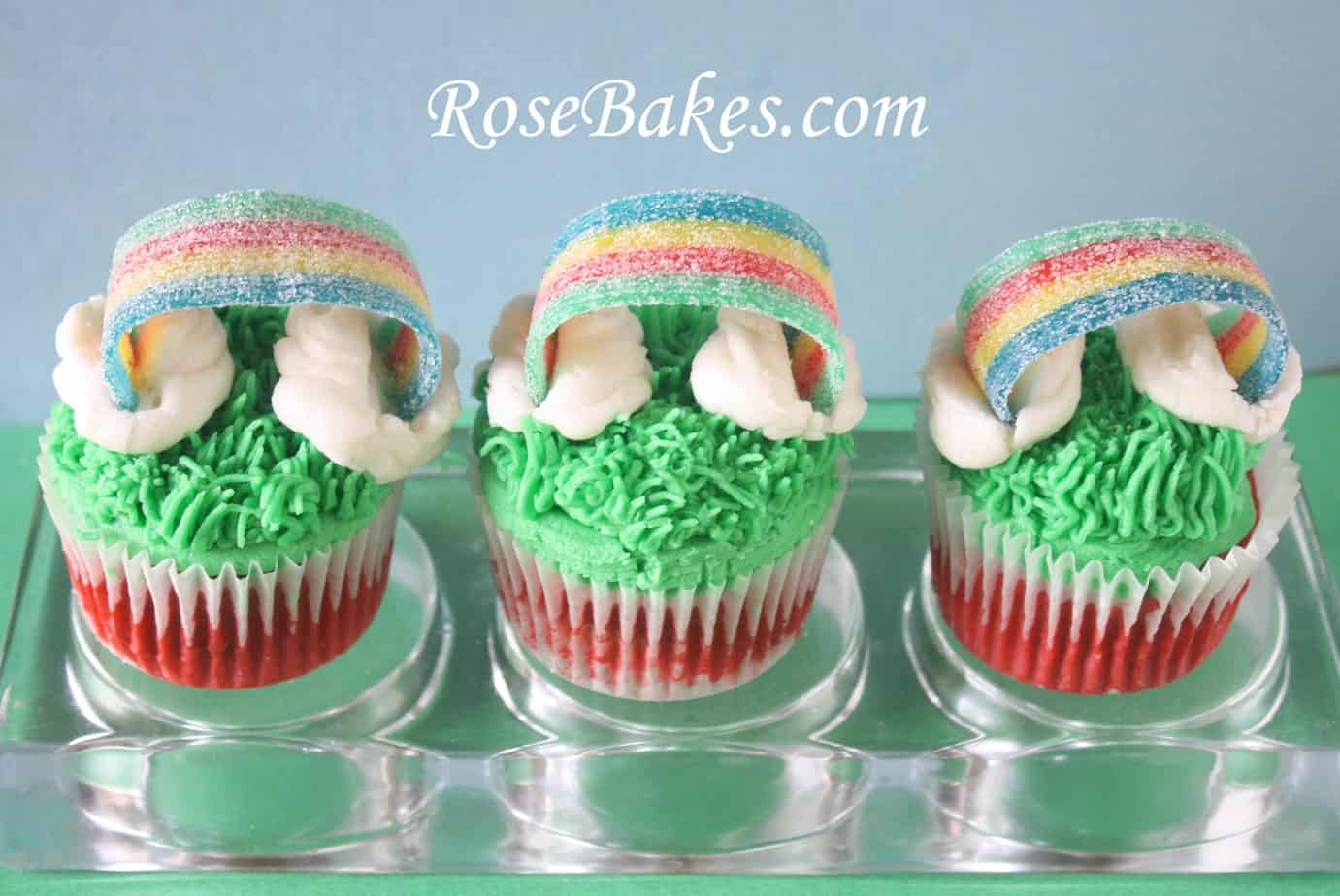 St Patricks Day Rainbow Cupcakes with Sour Powers 7