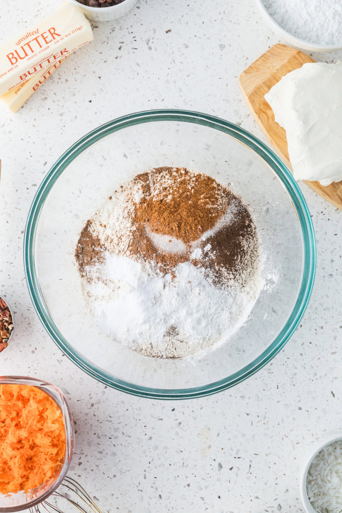 dry ingredients in a mixing bowl