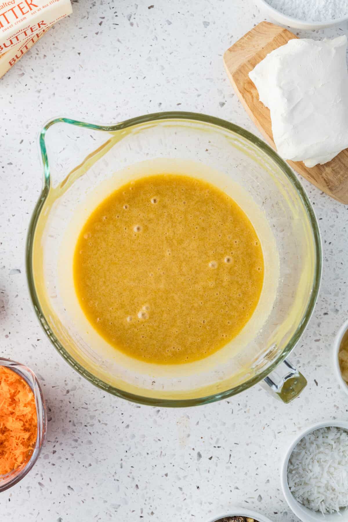 wet ingredients mixed up