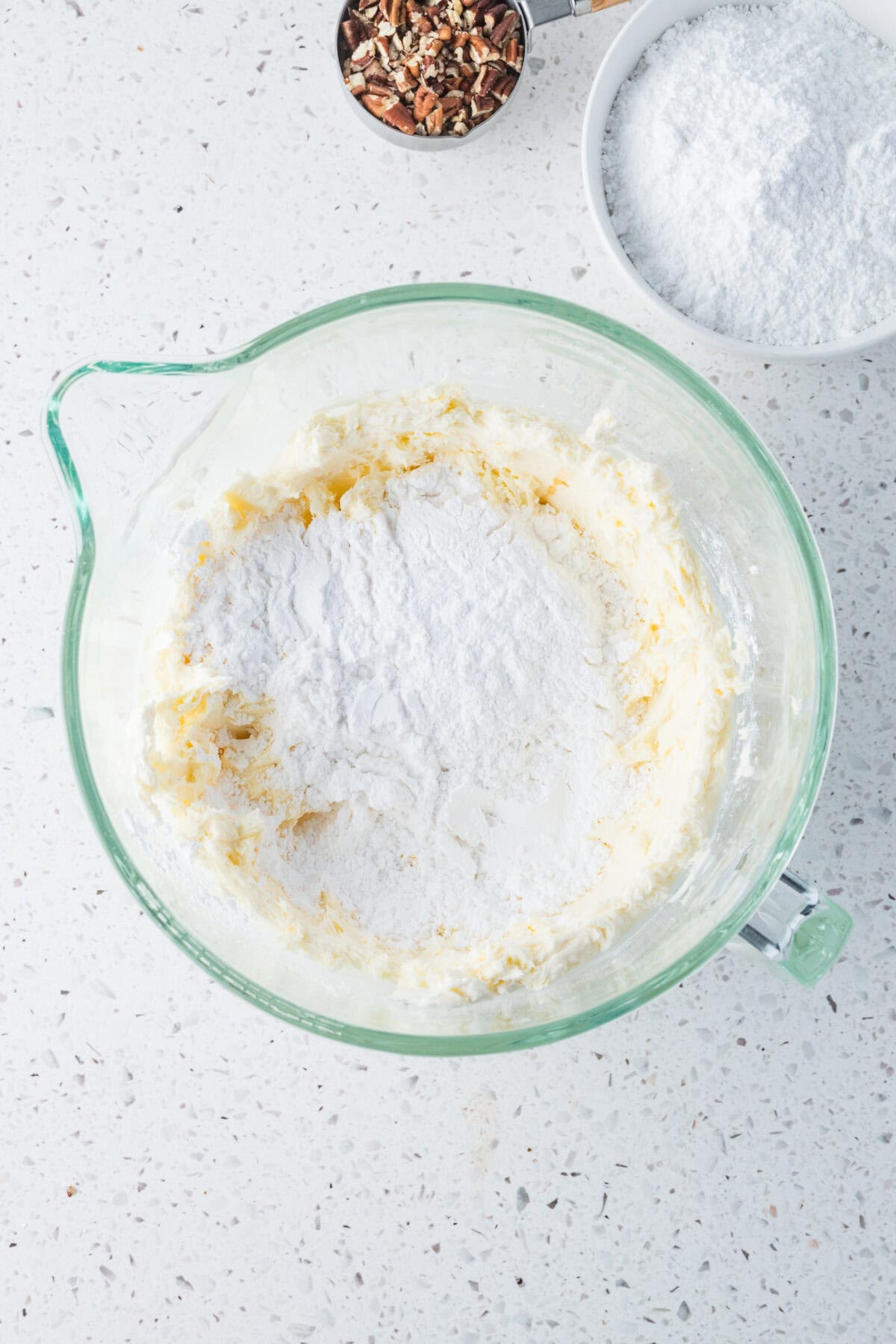 powdered sugar added to wet ingredients for cream cheese frosting
