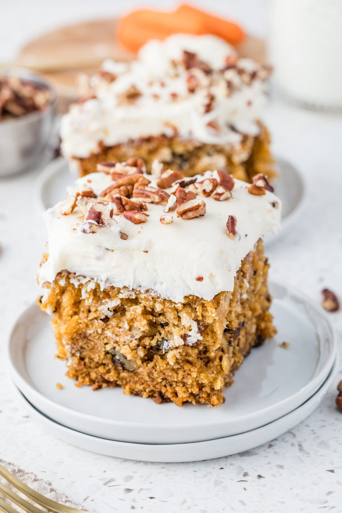 easy carrot cake slice on a plate