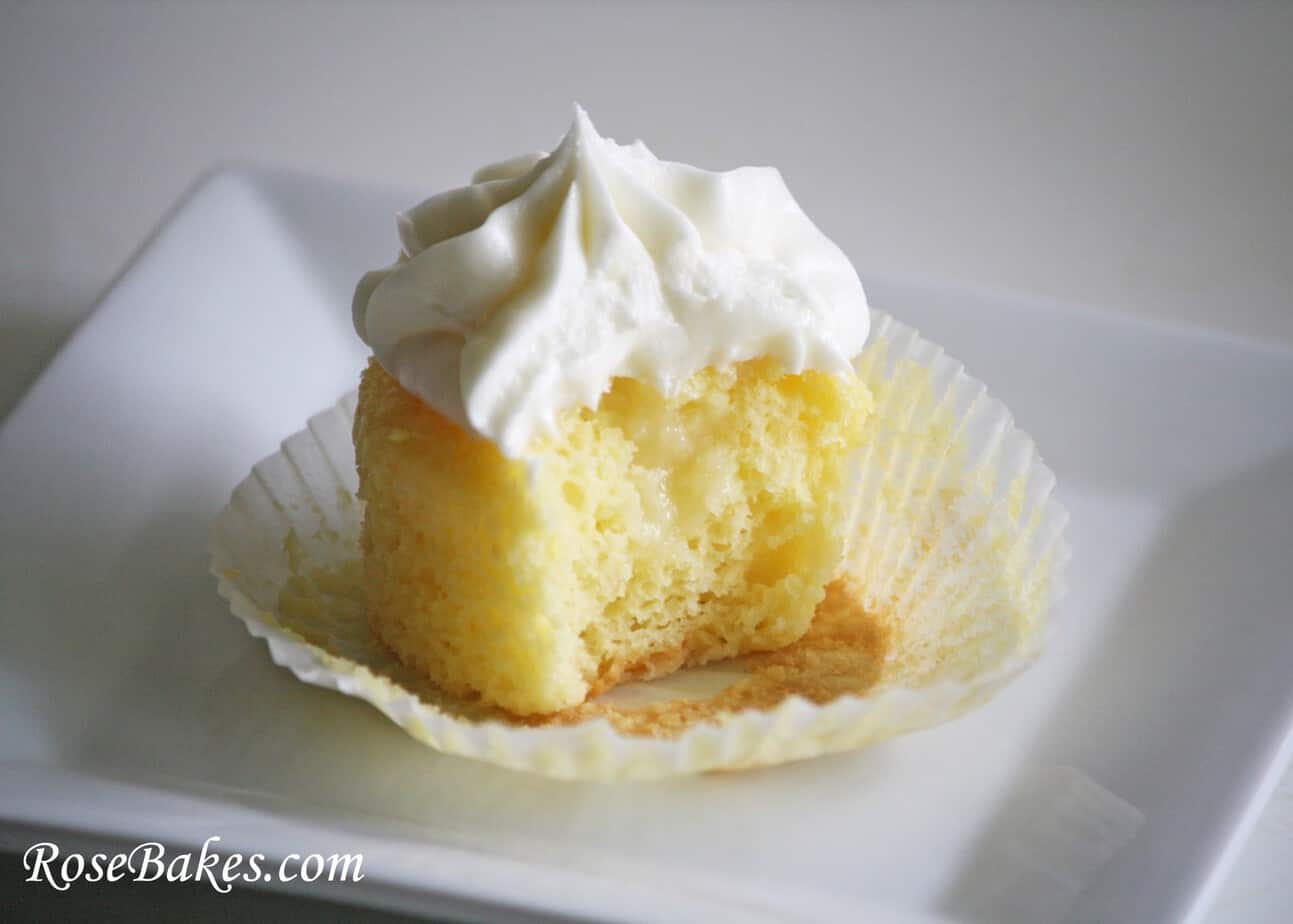 lemon kissed cupcake with bite taken out 