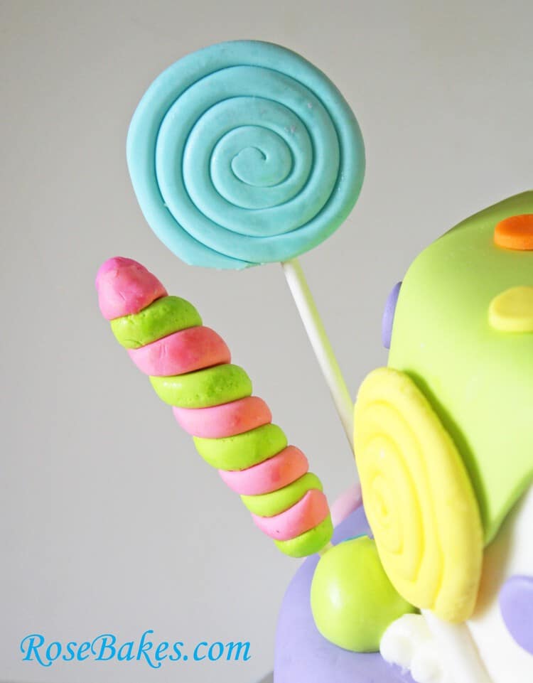 Lollipops on Candyland Cake