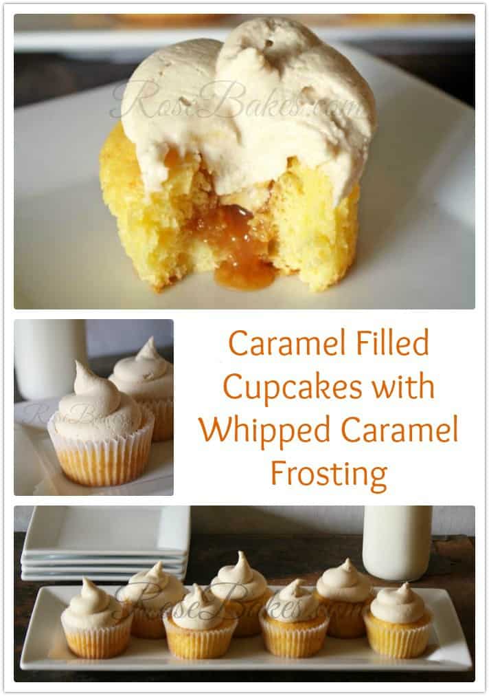Caramel Filled Cupcakes with Whipped Caramel Frosting WM