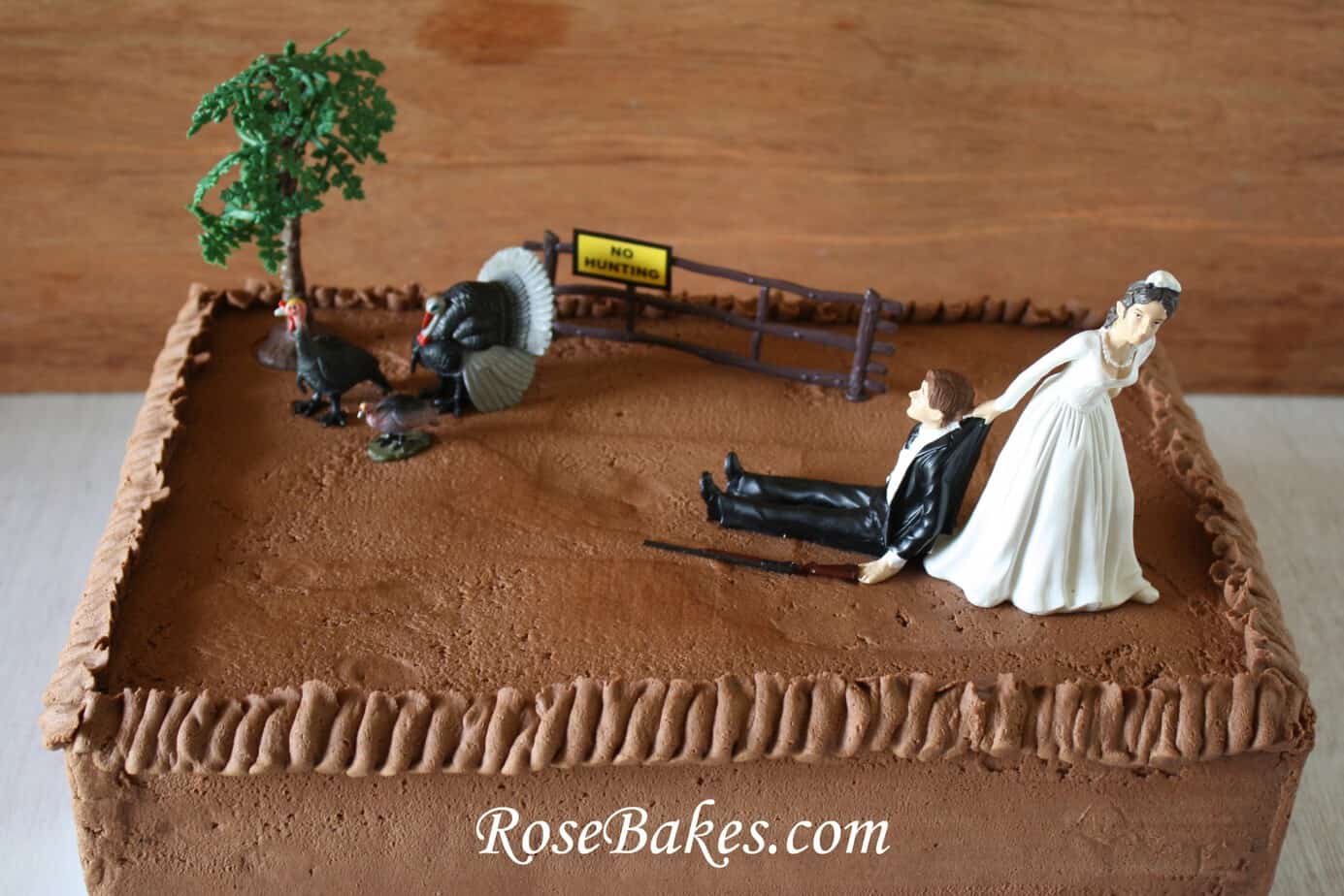 Hunting Grooms Cake Topper on Chocolate Strawberry Cake