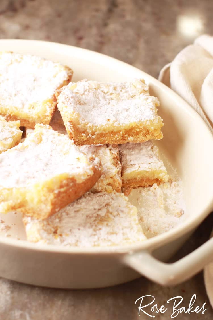 Ooey Gooey Bars in serving dish