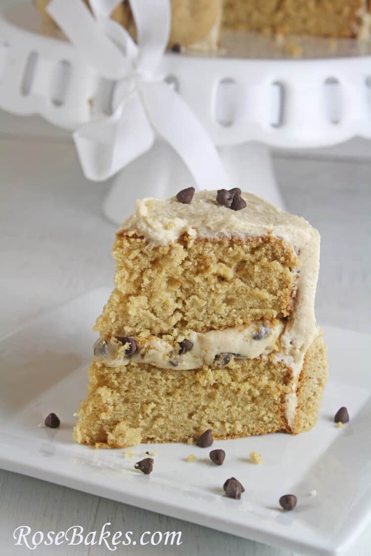 Chocolate Chip Cooke Dough Cake Slice