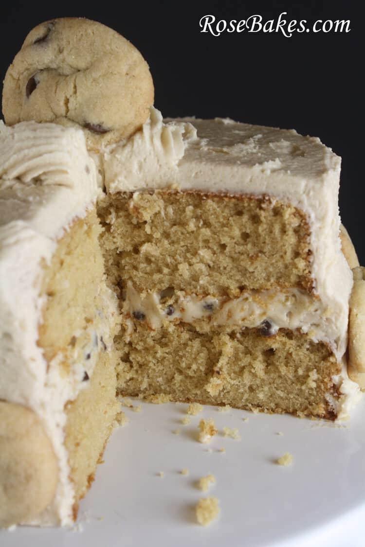 Chocolate Chip Cookie Dough Cake Inside