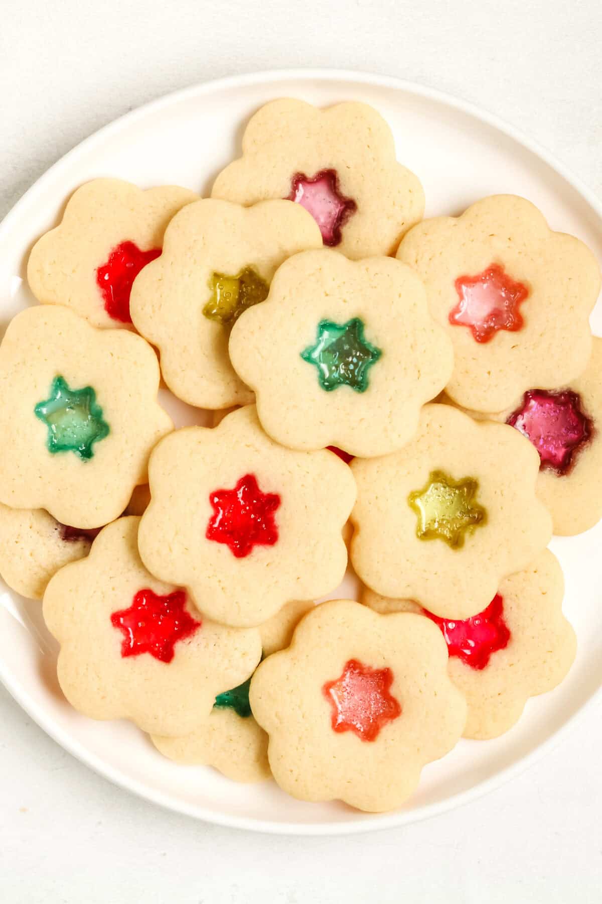 plate of stained glass cookies