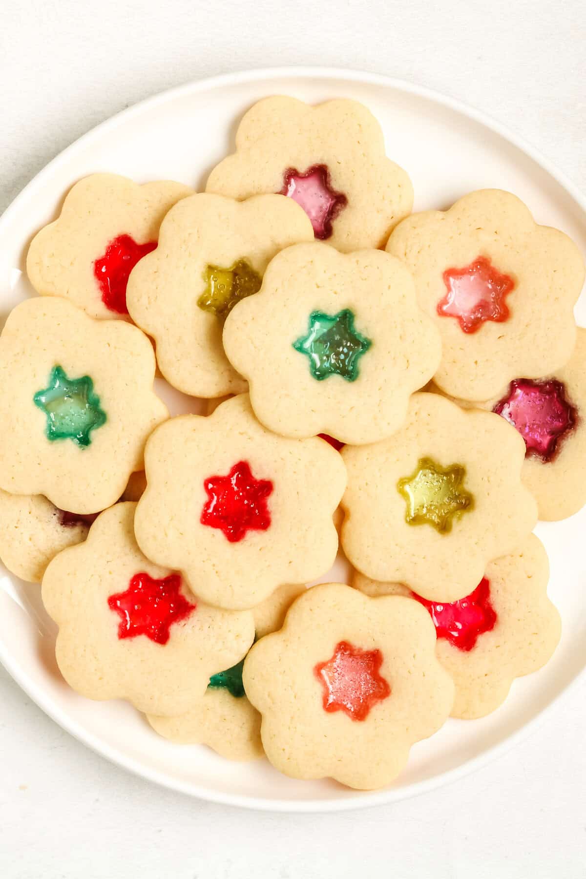 plate of stained glass cookies