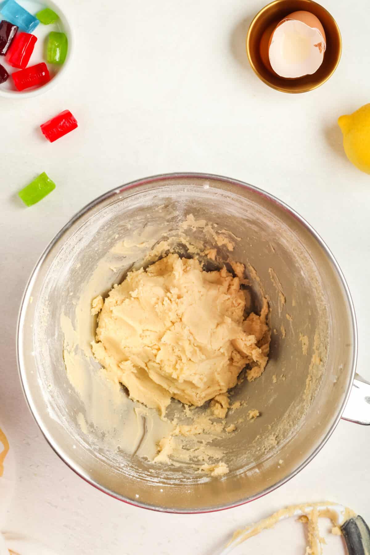 dry ingredients added to dough
