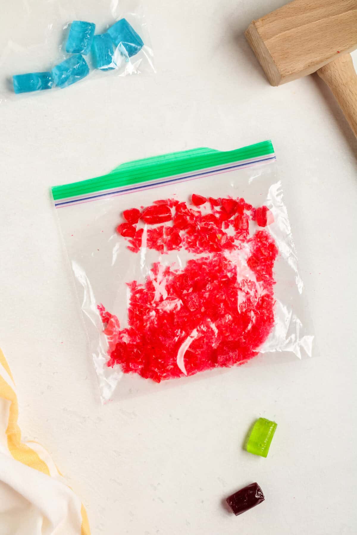 crushed jolly ranchers in a bag