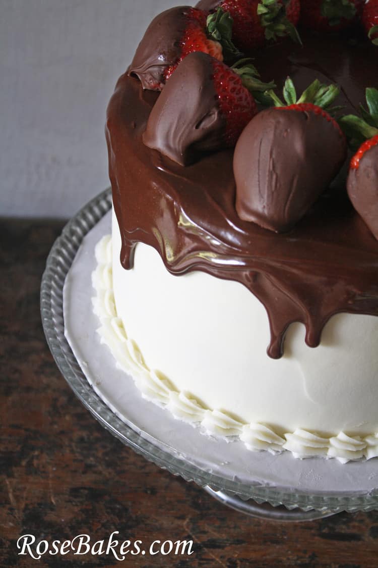 Red Velvet Cake with Ganache and Chocolate Dipped Strawberries