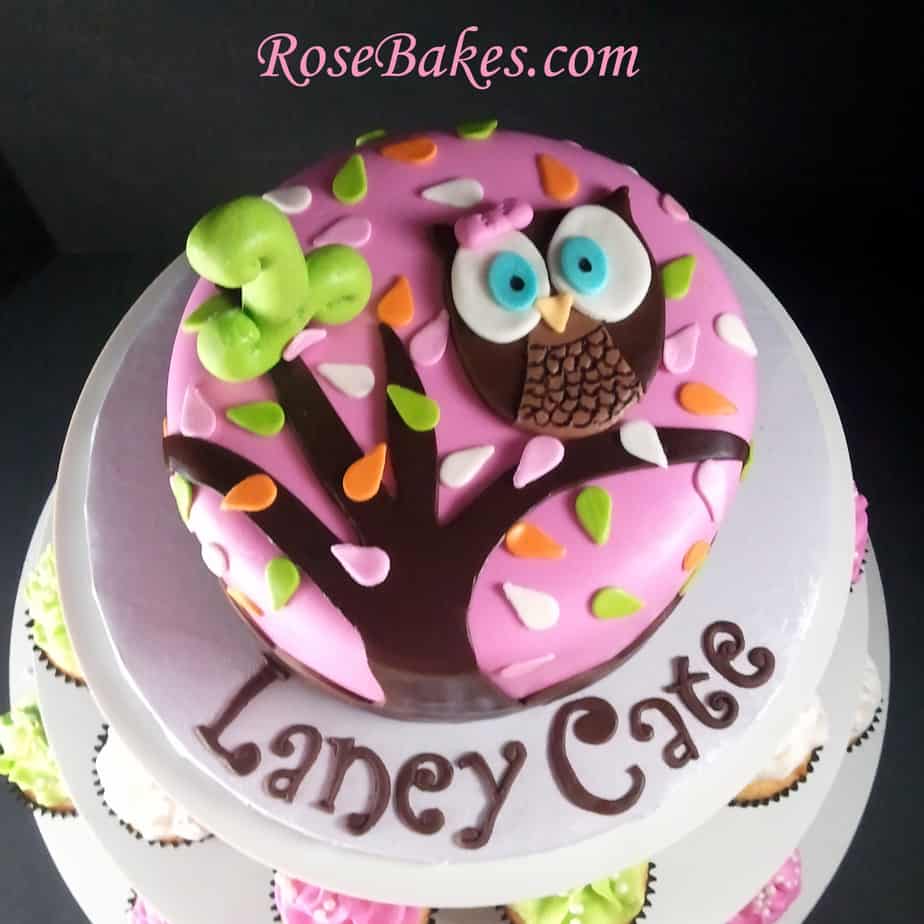 Look Whoo's 1 Owl Birthday Cake &amp; Cupcake Tower