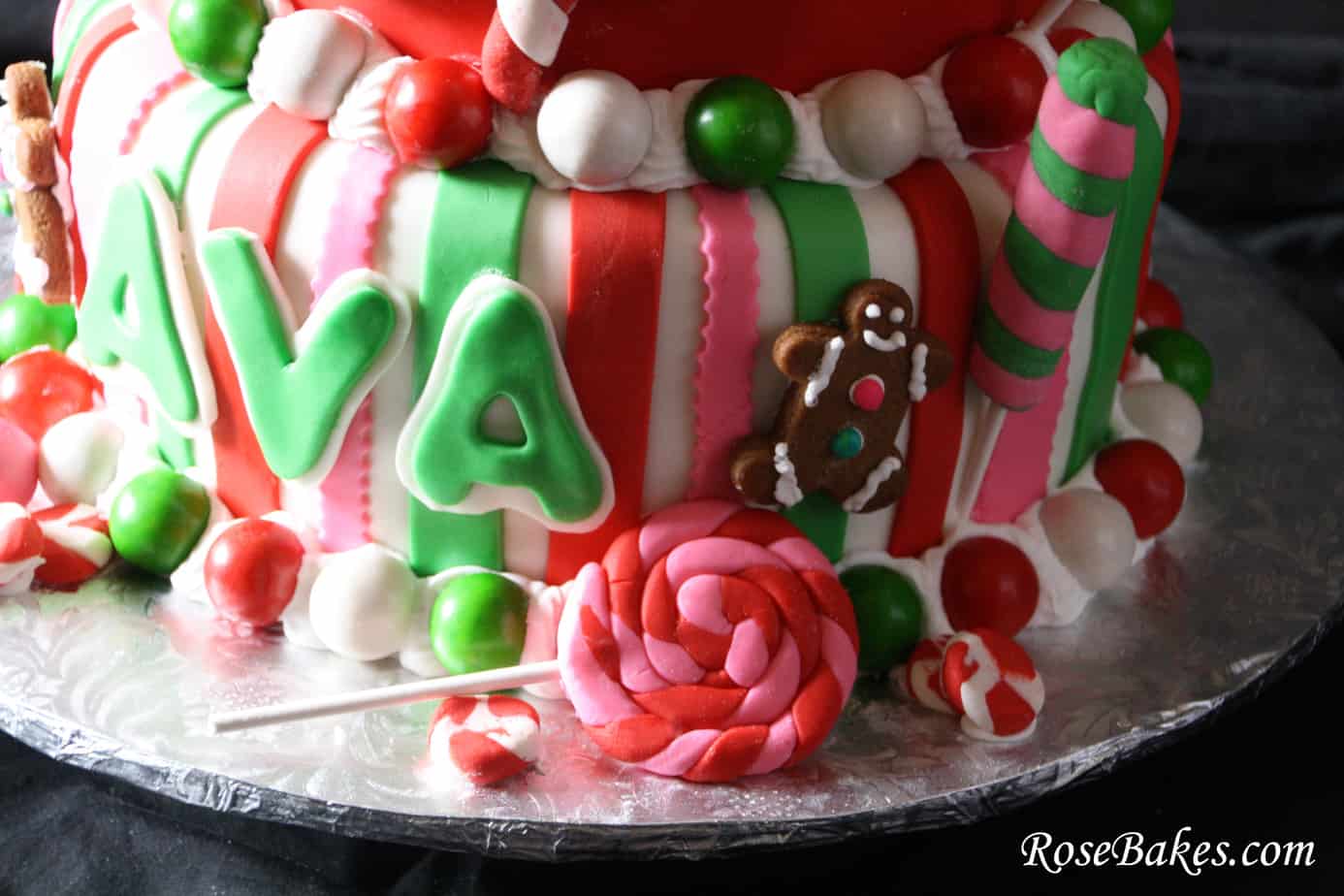 Gingerbread House Christmas Birthday Cake Side