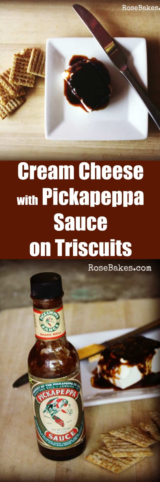 Cream Cheese with Pickapeppa Sauce on Triscuits