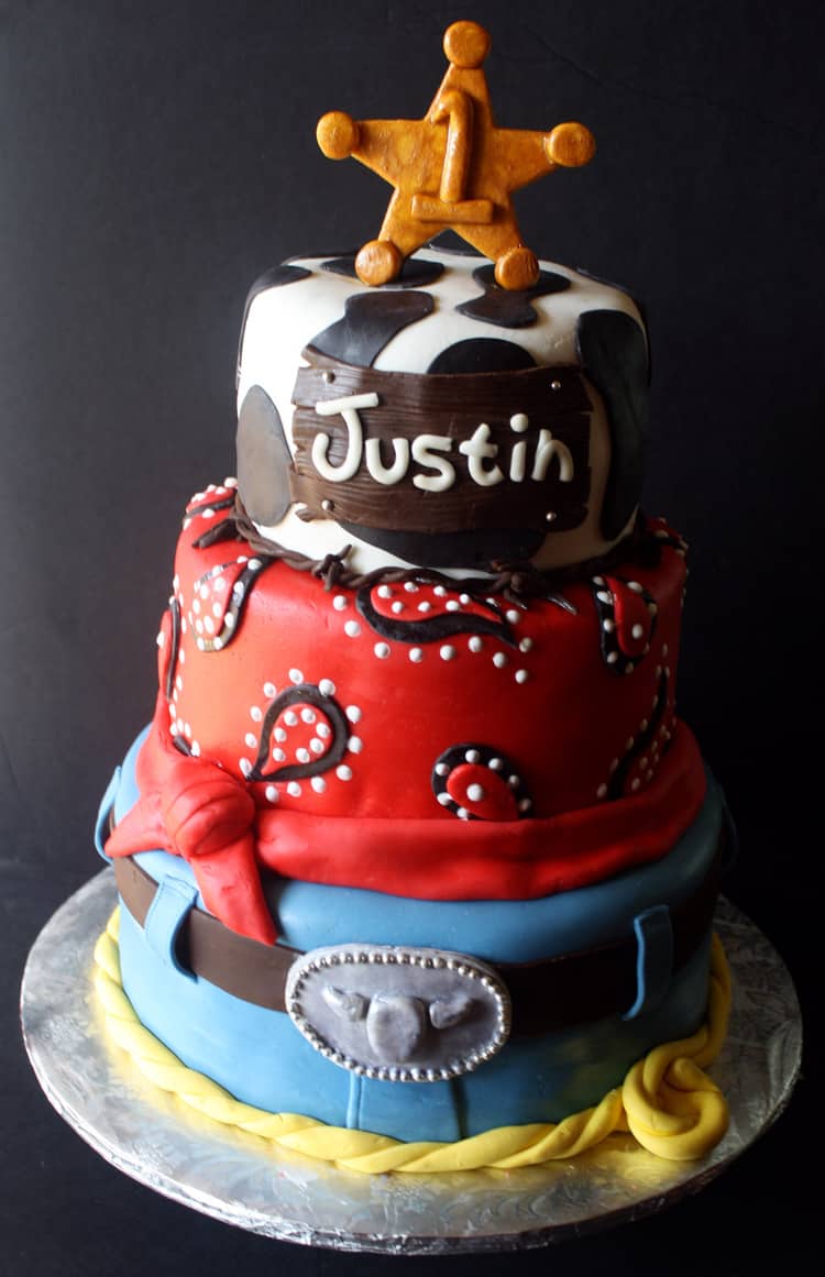 Three tiered cake cowboy cake