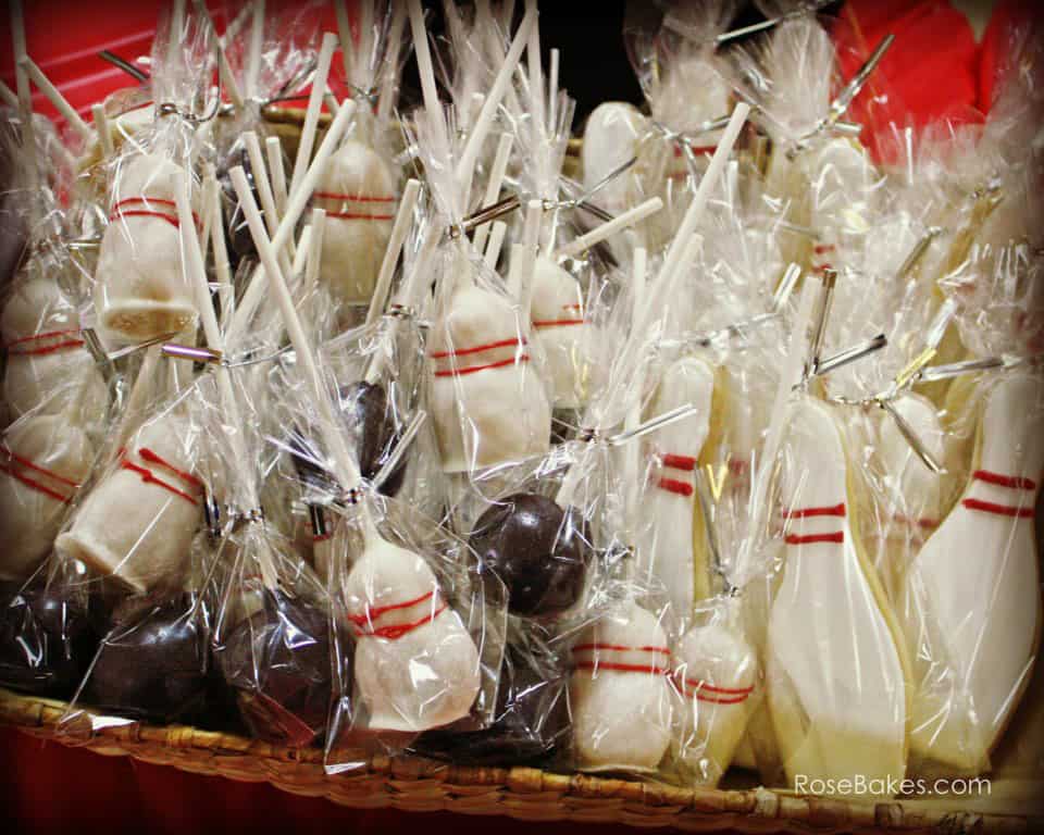 Bowling Party Favors Cake Pops and Cookies