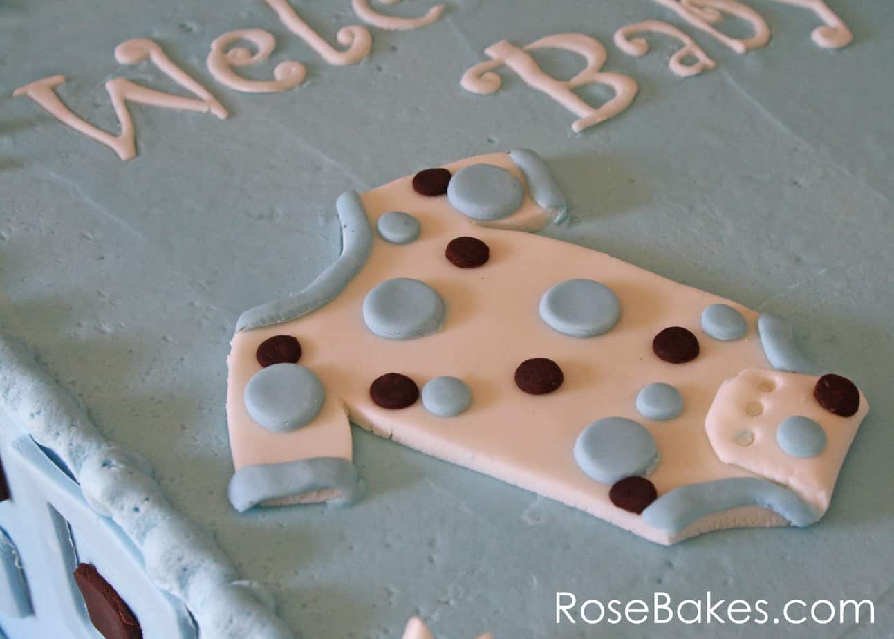 Fondant Onesie on Baby Shower Cake
