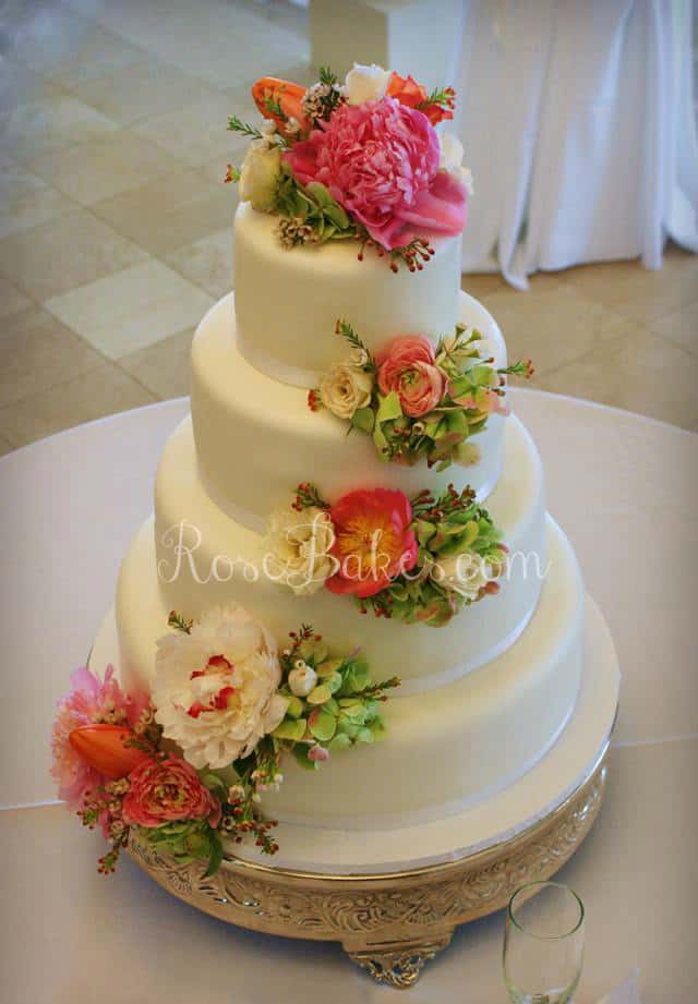 Fresh Flowers Wedding Cake