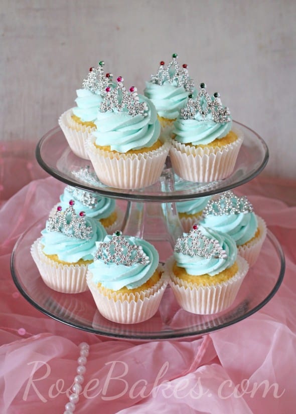 Princess Cupcakes with Tiaras and Pearls