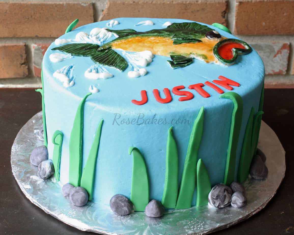 Bass Fishing Cake Side