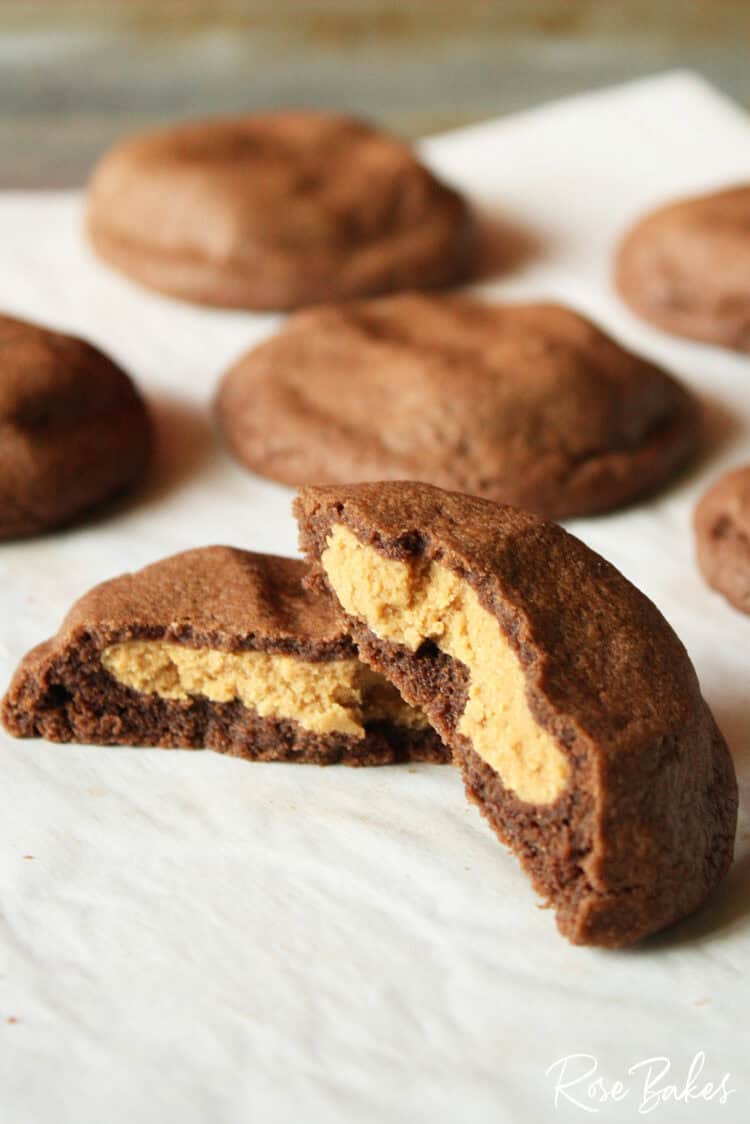 biscoff stuffed chocolate cookie