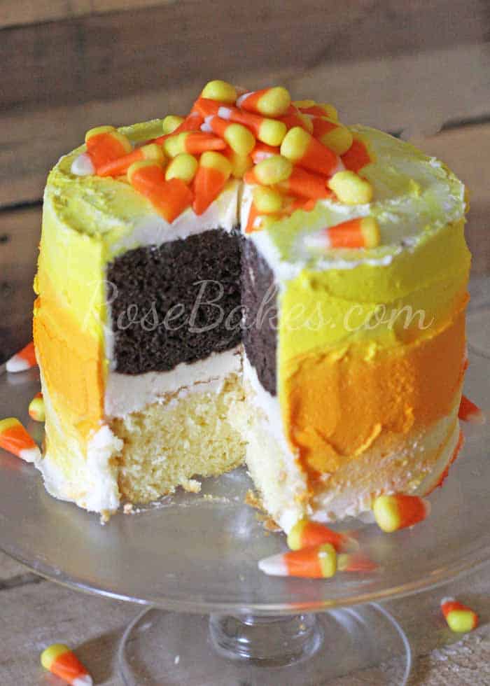 Ombre Candy Corn Cake Cut