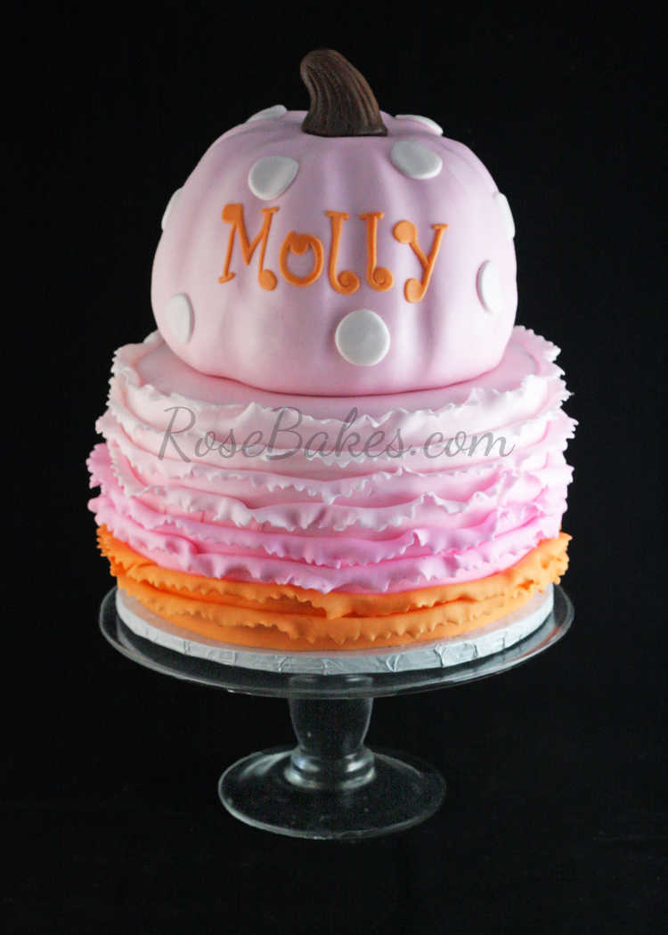 Pink Pumpkin Cake with Ombre Pink and Orange Ruffles