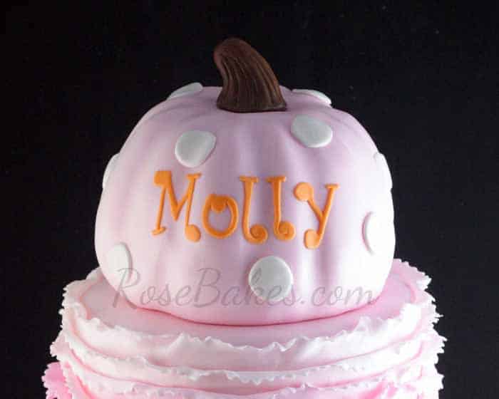 Pink and Orange Ombre Ruffles Pumpkin Cake Top