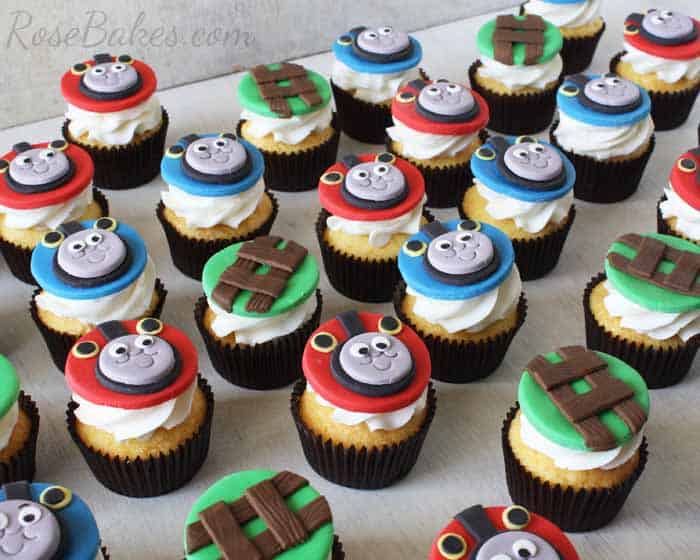 Thomas the Train and Train Tracks Cupcakes