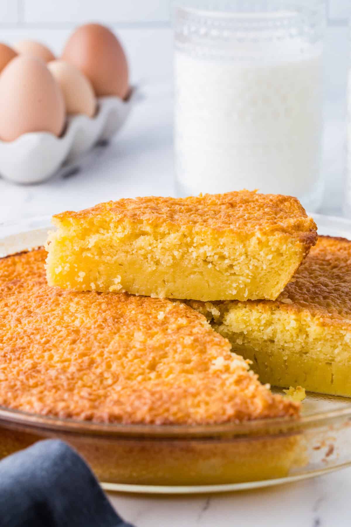 slice of buttermilk pie set on top of pie