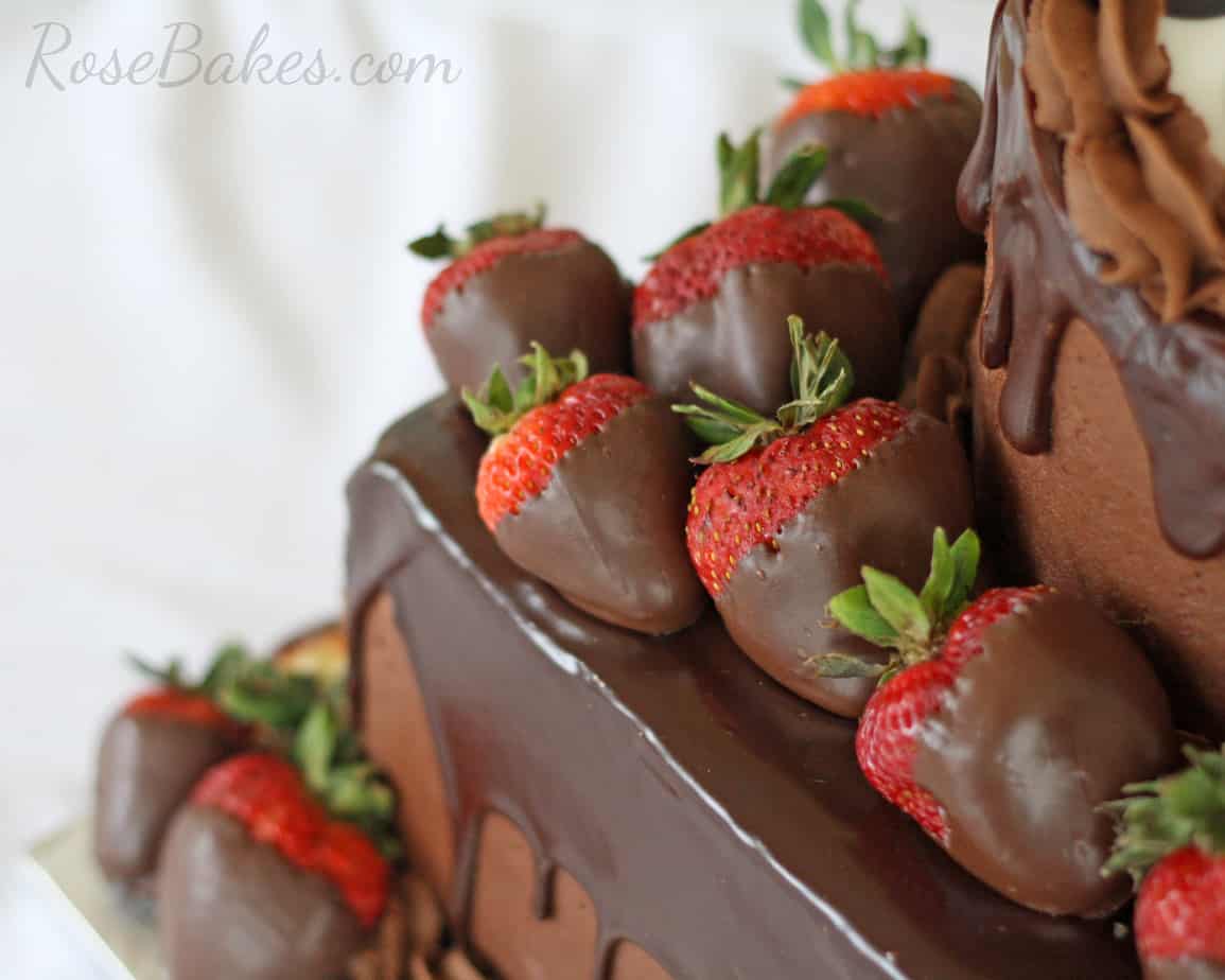 Chocolate Dipped Strawberries on Grooms Cake