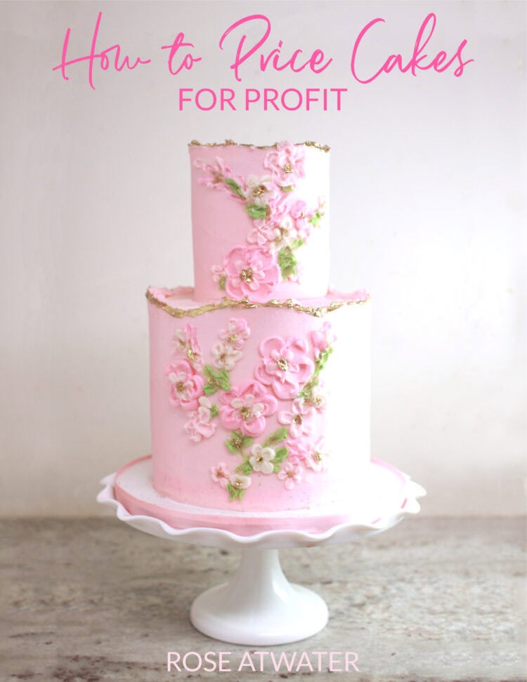 how to price cakes ebook cover with a pink cake