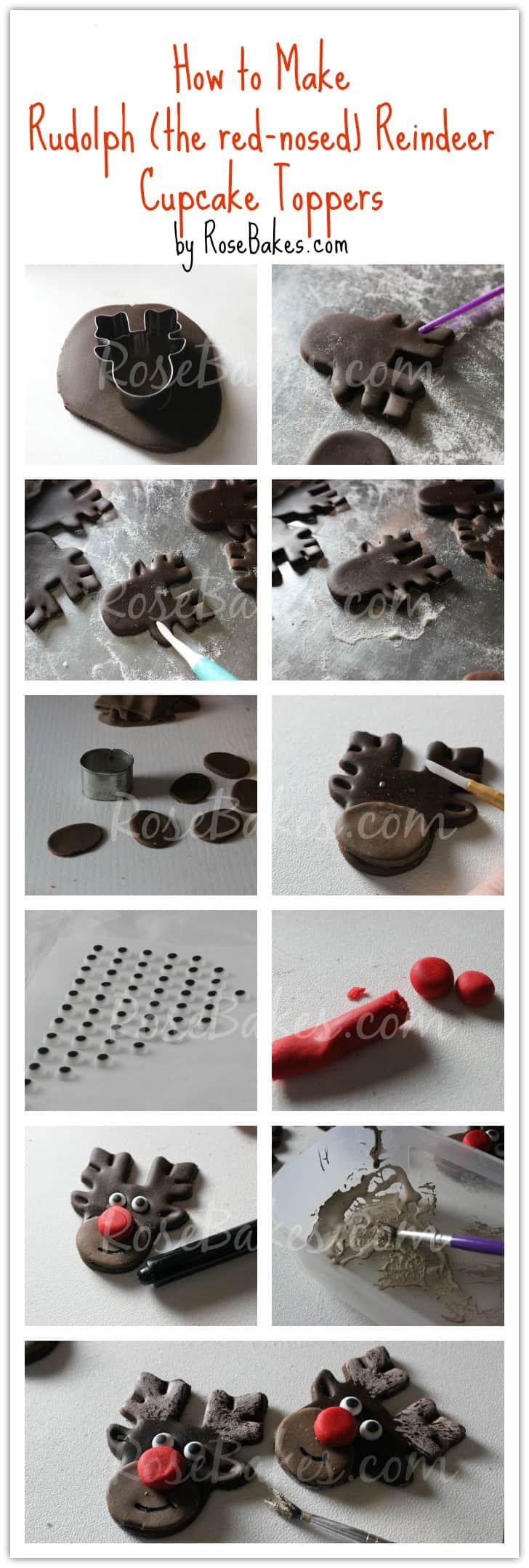 How to Make Rudolph Reindeer Cupcake Toppers