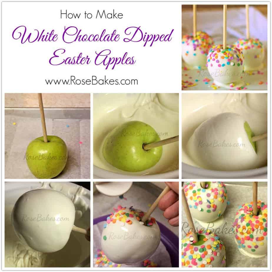 How to Make White Chocolate Dipped Easter Apples Collage