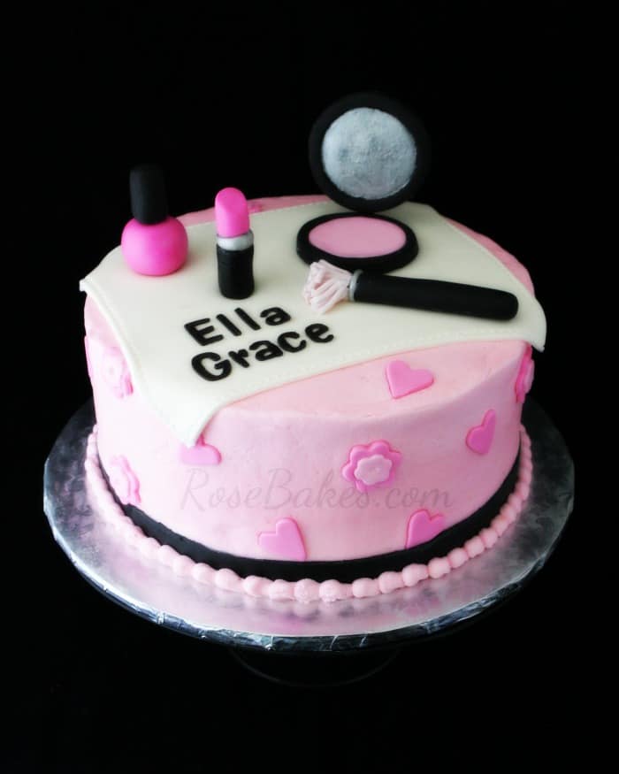 Pink and Black Makeup Cake Small