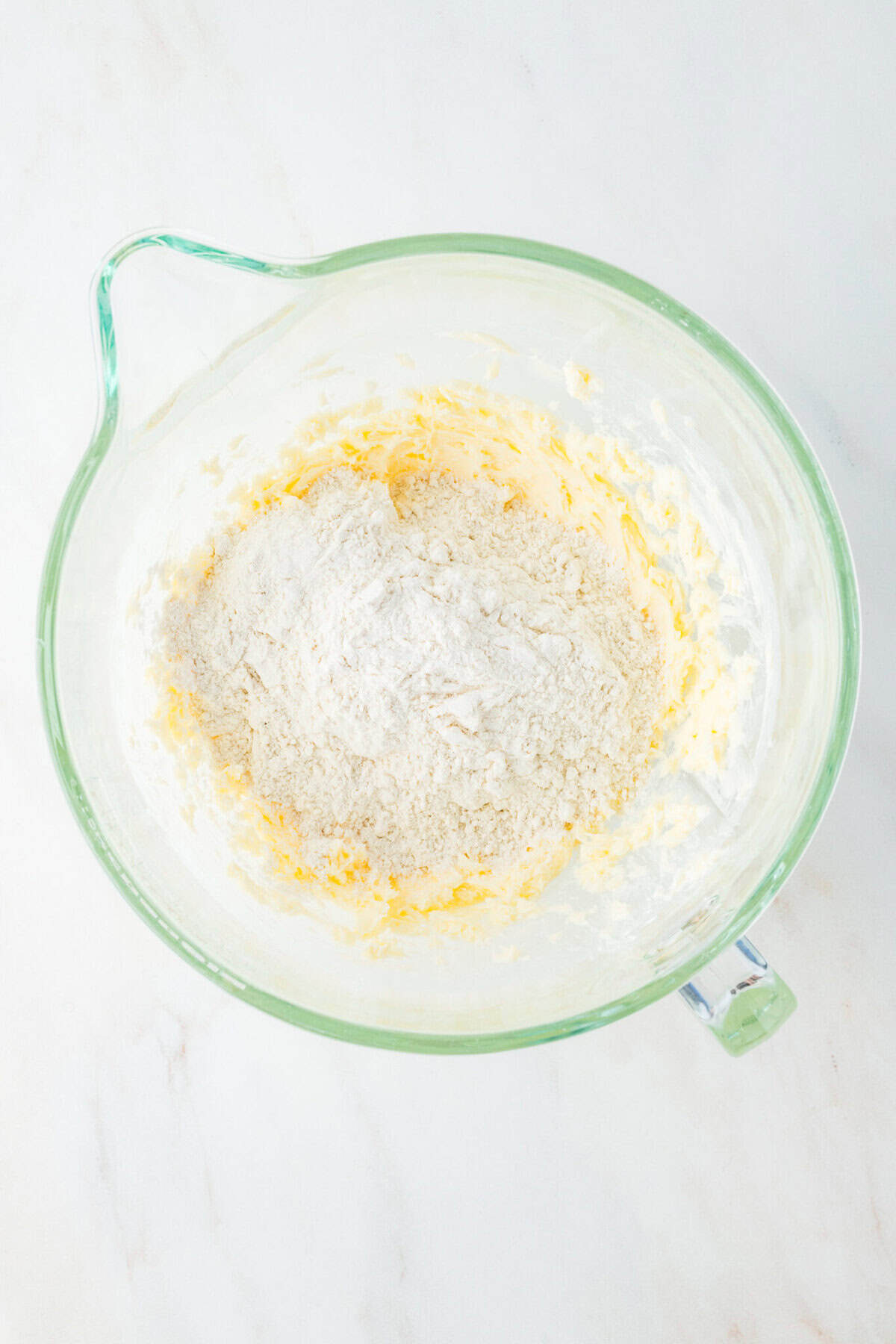 flour added to creamed butter mixture